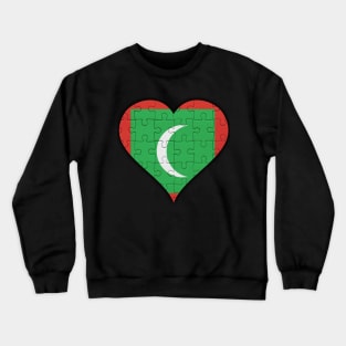Maldivian Jigsaw Puzzle Heart Design - Gift for Maldivian With Maldives Roots Crewneck Sweatshirt